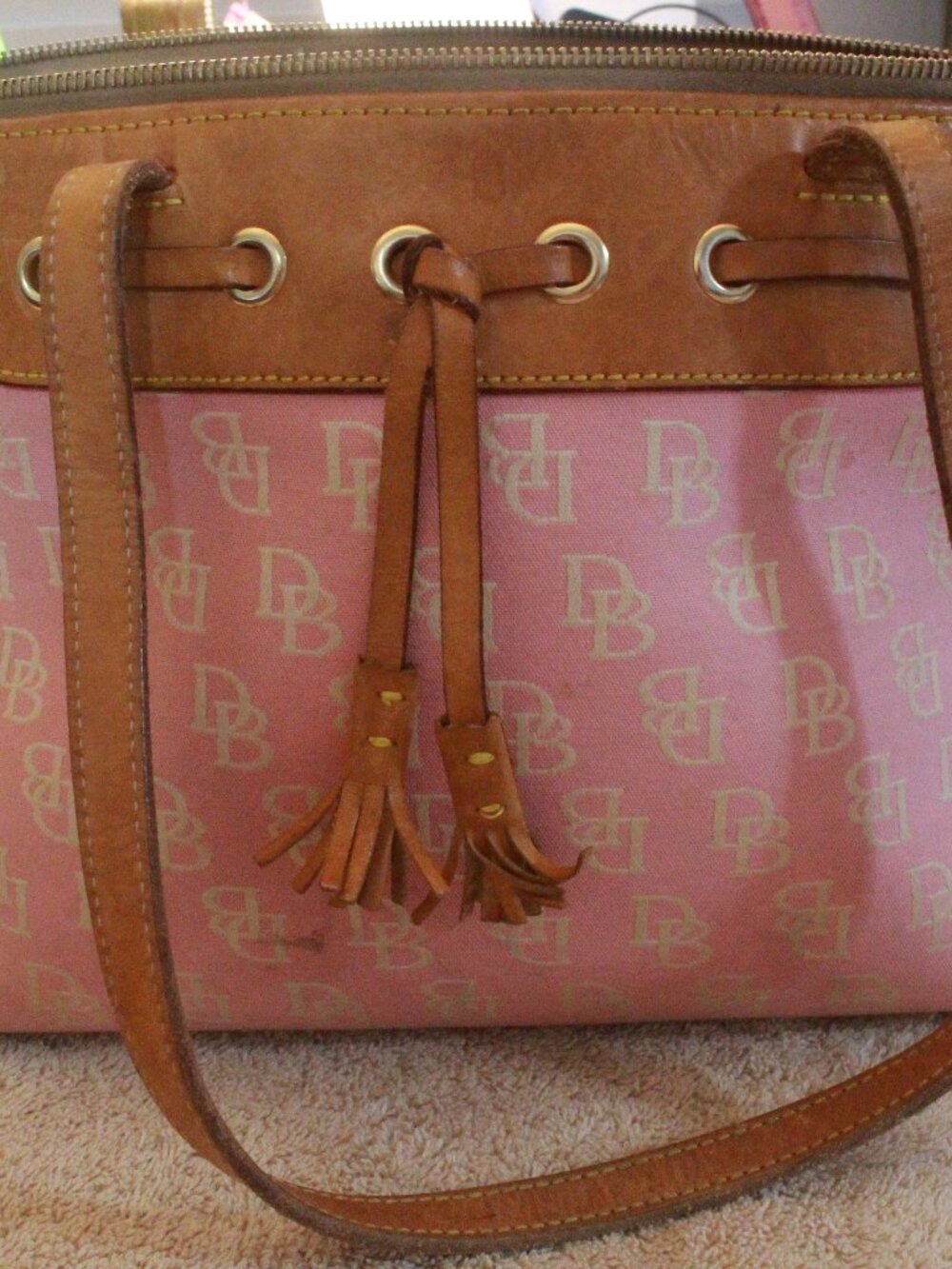 Dooney & Bourke Pink DB Tassel Tote